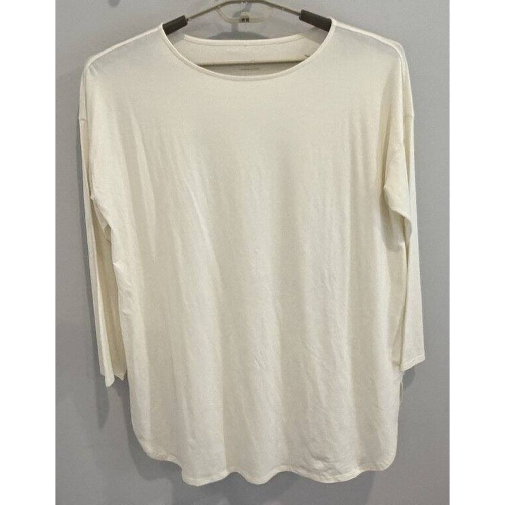 J Jill Luxe Supima Tunic Shirt Ivory Off White Long Sleeve Size L